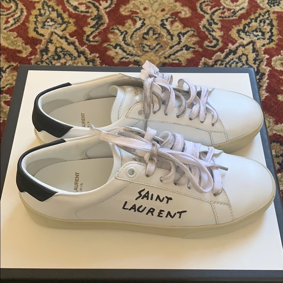 Saint Laurent Court Classic Logo Leather Sneakers - Picture 5 of 8